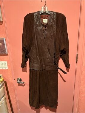 Vintage Vakko  1980’s Brown Suede & Leather Wrap Jacket